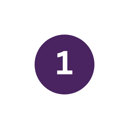 Decorative purple circle with number 1