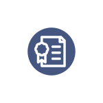 Blue and white certificate icon graphic