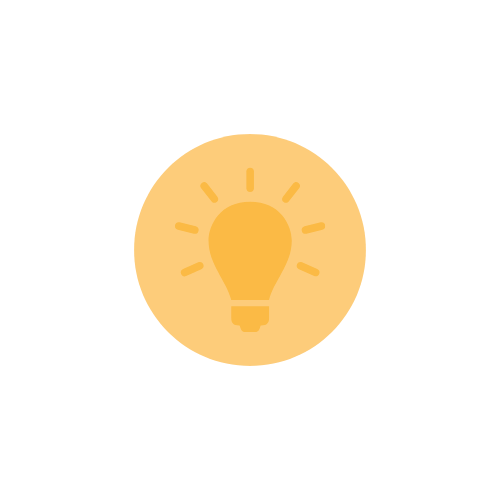 Yellow lightbulb circle graphic icon