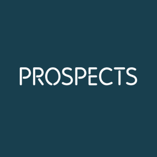 Prospects.ac.uk logo in white text on blue background