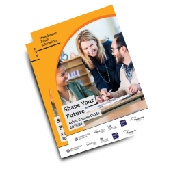 Mock up front cover image of the MAES 2025/26 Adult Course Guide
