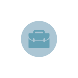 Briefcase icon on blue background