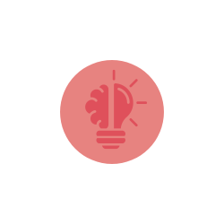 Brain & lightbulb icon on light pink background