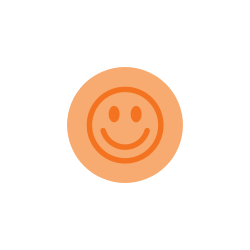 Orange smiley face icon graphic