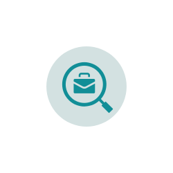 Briefcase in a magnifying glass icon to show job hunting