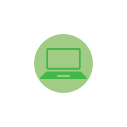 Green laptop icon on light green circle background