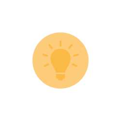 Yellow lightbulb circle graphic icon