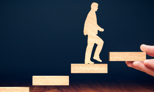 Person steps to show personal development