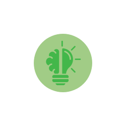 Brain & lightbulb icon on light green background